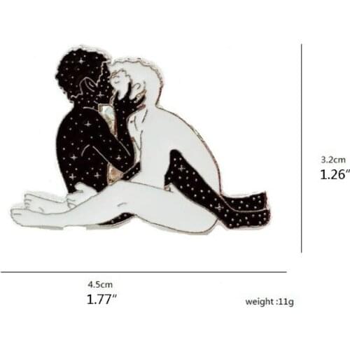 Man and Man Kissing Pins Embrace Gay Love Brooch White Black Men Lover Badges Gift