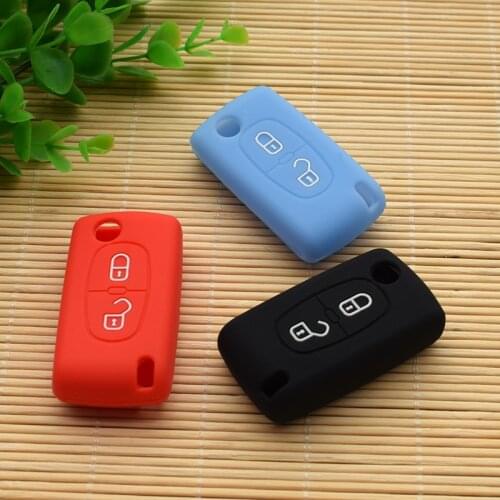 Car key Silicone cover protection set 2 Buttons for Citroen C2 C3 C4 C4L C5 C6 flip folding remote Rubber protect shell