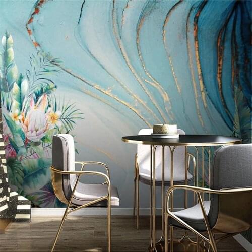 Custom Mural Wallpaper Modern Abstract Hand Painted Watercolor Plant Leaves Tropical Rainforest Creative Luxury Mural Wallpapers