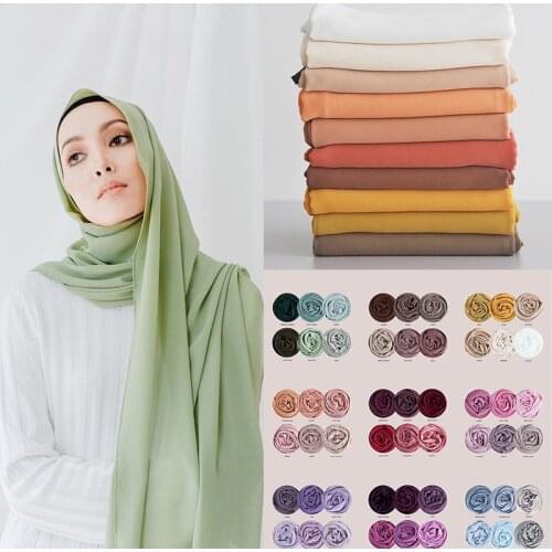Fashion Ladies New Monochrome Bubble Pearl Chiffon Scarf Large Pure Color Malaysia Chiffon Luxury Scarf Hijab Wedding Shawl