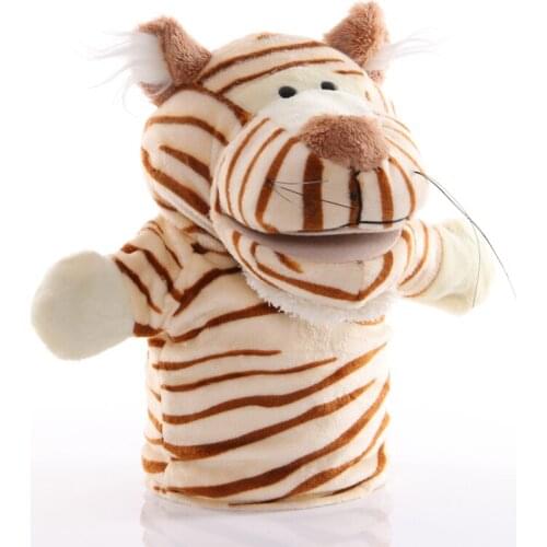1pcs 25cm Animal Plush Hand Puppet Baby Educational Hand Puppets Tiger Story Pretend Playing Dolls Toys for Kids Children Gifts
