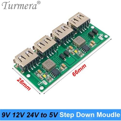 6-24V 9V 12V 24V to 5V 3A Car USB Charger Regulator DC Step-Down Converter Turmera 5V Power Supply Module for Lithium Battery