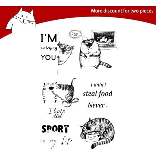 Cat Stealing Food Clear Stamps For Scrapbooking Card Making Photo Album Silicone Stamp DIY Decorative Crafts