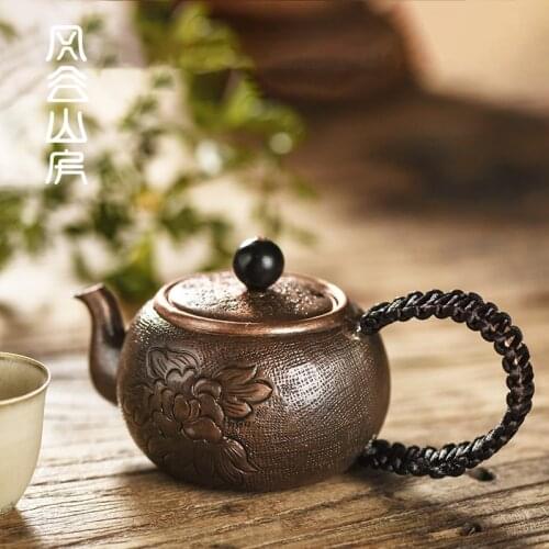 Pure hand-made copper teapot Japanese style creative retro small size tea maker pot boiling kungfu tea set kettle