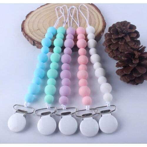 Silicone Teething Pacifier Clips Beads Silicone Pacifier Chain Holder For Nipples Baby Chew Toys