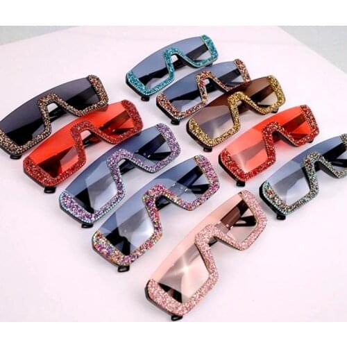 Square Luxury Sunglasses women Brand Designer Ladies Oversized rhinestone Sunglasses Men Half Frame eyeglasses For Female UV400