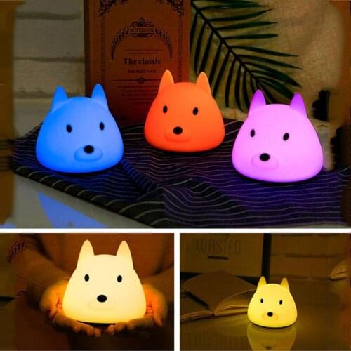 Touch Sensor LED Night Lights USB Rechargeable Dog Puppy Night Lamp Silicone Children Kids Baby Gift Bedroom Bedside Lamp