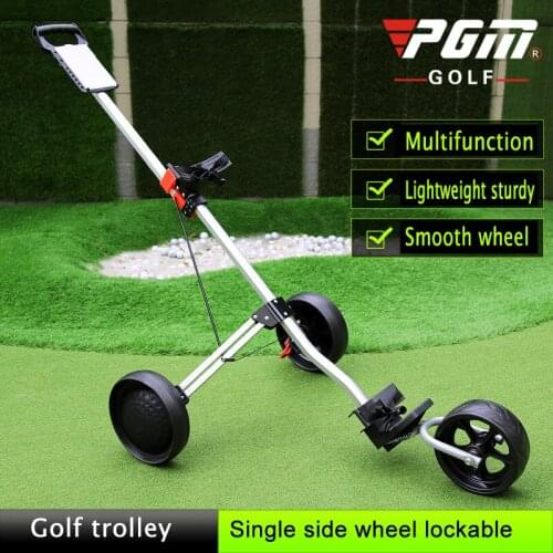 PGM Golf Trolley Cart with Brake Golf Cart 3-wheels Push Pull Golf Cart, Aluminium Alloy Foldable Trolley Golf Accessories