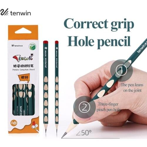 Tenwin Children Posture Correction Pencil HB/2B Thick/Thin Rod Kids Correct Grip Writing Trigonal Pencils Hold Pen Right Posture