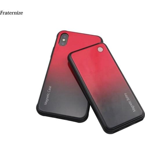Slim Tempered glass battery Charger Case For iPhone XR X Xs Max Wireless Magnetic External Power Bank shockproof Back cover Capa