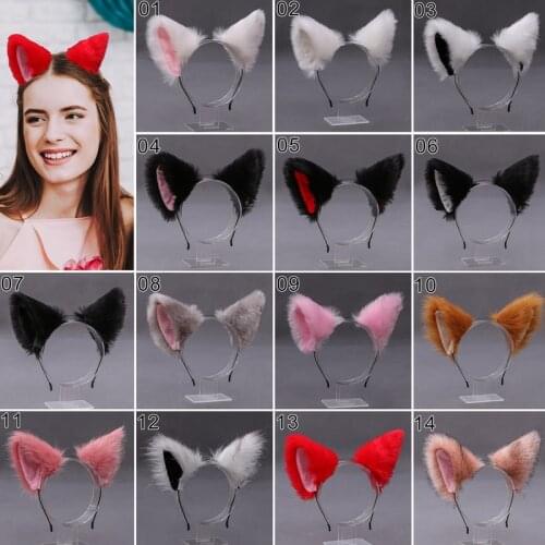 Cosplay Costume Fox Plush Hair Hoop Women Girls Fashion Cat Animal Ears Hairband Headbands Handmade Hair Accessories