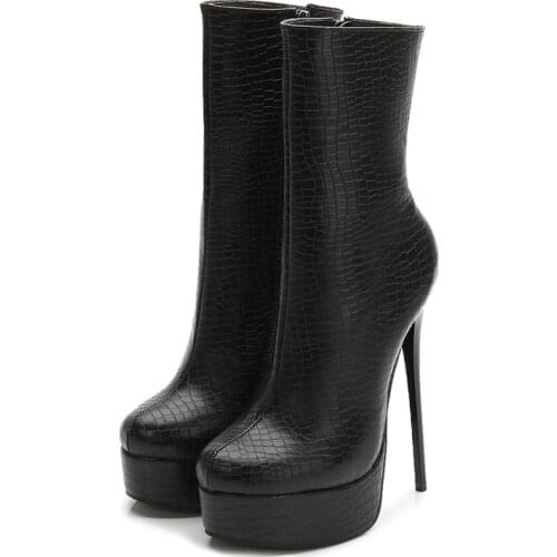 Sexy Boots Women Platform 2021 Fashion Mid-calf Boots High Heels Leather Red Blue Pink Boots Women Party Shoes Large Size 46