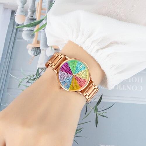 SKMEI Colorful Rhinestone Dial Women Luxury Dress Clothes Clock Fashion Brand Wristwatch Ladies Girls Bracelet Relogio Feminino