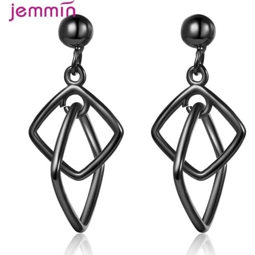 925 Sterling Silver Black Drop Earrings For Women Girls Party Birthday Trendy 2020 Gothic Jewelry Wholesale