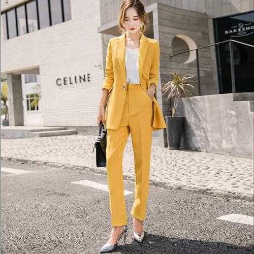 Womens suits set 2 piece women suit jacket female college interview suit Office lady overalls ol pant suits for women blazer set