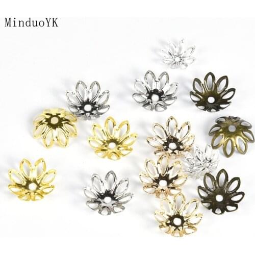 100Pcs/lot 11 14 mm Flower Bead Cap Jewelry Findings Spacer Filigree Charms Beads Caps For Jewelry Making