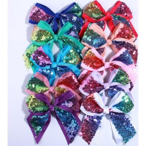 120PCS 12CM Big Bling Sequins Grosgrain Hair Bows For Box Gift Ribbon Hair Bow Boutique For Headbands Hairpins