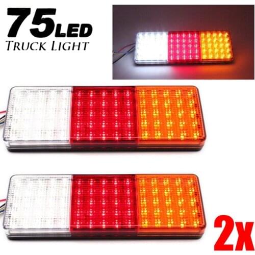 2PCS 75 LED Truck Tail Light DC12V Car Warning Lights Rear Lamps Waterproof Tail Light For Most Truck Trailers Caravans Buses