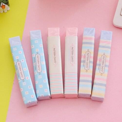 1pcs Kawaii Stationery Pink Strip Rubber Pencil Eraser for Kids Prizes School Student Stationery Office Supply