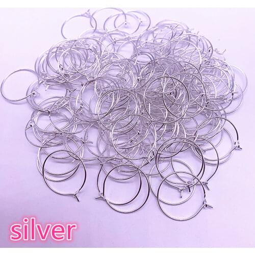 30pcs/lot 20 25 30 35mm Silver Hoops Earrings Big Circle Ear Wire Hoops Earrings Wires for Jewelry Making DIY Supplies