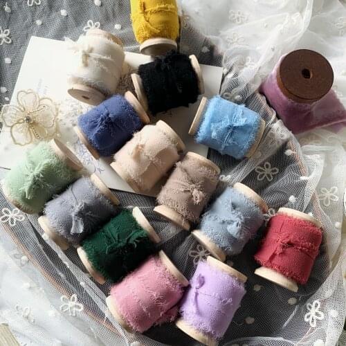 35mm Frayed Edged Wrinkle Chiffon Silk Ribbon Handmade Ripped Wedding Flower Bouquet Wrap Decoration Invitation Flatlays Prop