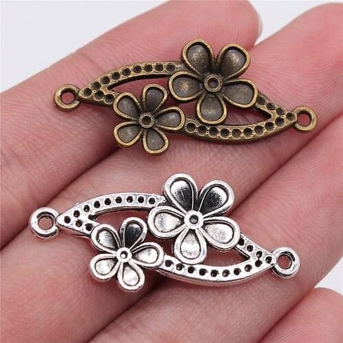 4pcs 37x17mm Flower Connector Pendants Flower Pendants Connector Charm Flower Pendants DIY For Earring Making