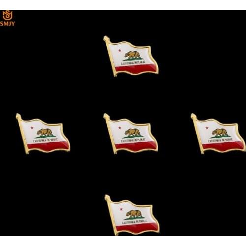5PCS USA State California Enamel Pin Lapel Patriotism Flag Backpack Tie Safety Buckle Pin Cartoon Brooch Jewelry Accessories