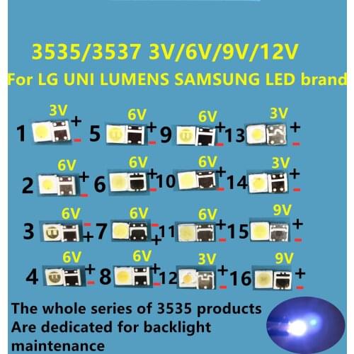 50-100PCS For LG UNI LUMENS SAMSUNG LED brand new and original 1W 3V 2W 6V 3535 2.4W cool white LCD backlight TV application