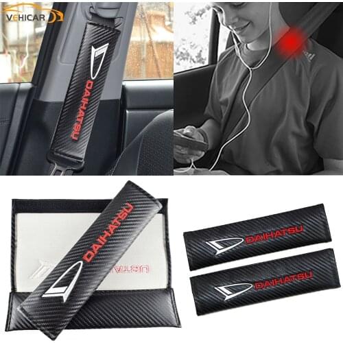 VEHICAR 2PCS Daihatsu Carbon Fiber Car Seat Belt Cover Safety Belt Pads For Driver Vehicle Accessories Shoulder Care