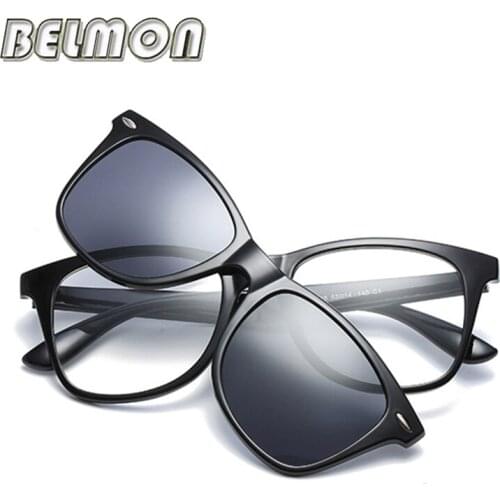 BELMON Eyeglasses Frame Men Women Fashion Clip On Magnets Polarized Sungllasses Optical Glasses Spectacle Frame For Male RS258
