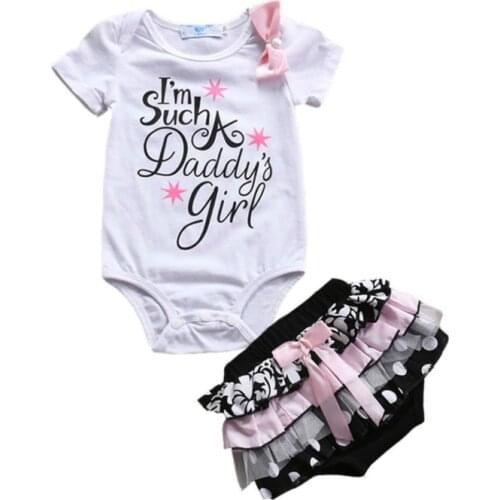 Bodysuits Short Sleeve Cotton Cute Lace Shorts Ruffles Summer Clothing 2pcs Newborn Infant Baby Girls Clothes Sets Tops