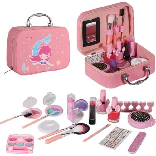 Children Girls Cosmetics Princess Makeup Box Set Role Play Pretend Toy Safe Makeup Kit Box Eyeshadow Lipstick Palette Beauty Toy