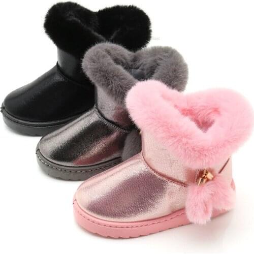 Children Velvet Winter Boots For Baby Girls Snow Boots Buckle Kids Shoes Warm Plush Toddler Boots Student Princess Fashion Shoes