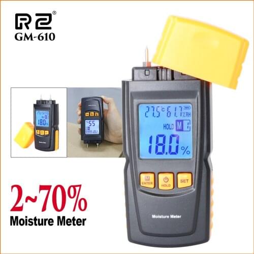 RZ Wood Moisture Meter Digital LCD Display Woodworking Moisture Meter Humidity Tester Timber Damp Detector Hygrometer GM610