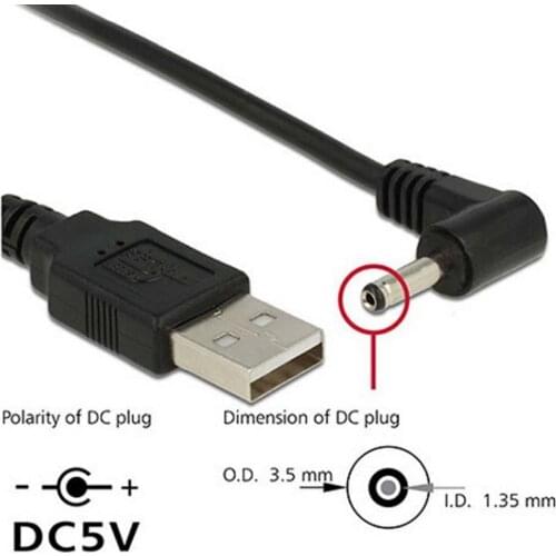 10pcs 90 Angle PC USB Male to 5V DC 3.5mm x 1.35mm Barrel Connector Power Cable
