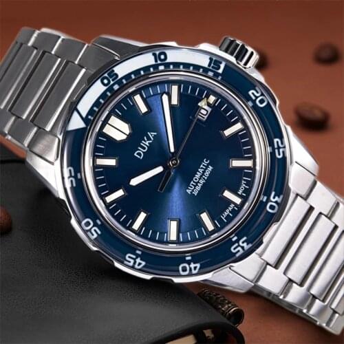DUKA Classic Luxury Mens Automatic Watches Sapphire Glass Mechanical Wristwatch Stainless Steel 100M Water NH35 ceramics Bezel