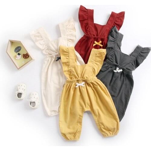 Toddler Kids Baby Girls Ruffle Shoulder Straps Long Pants Romper Jumpsuit Playsuit Fashion Outfit Clothes Summer