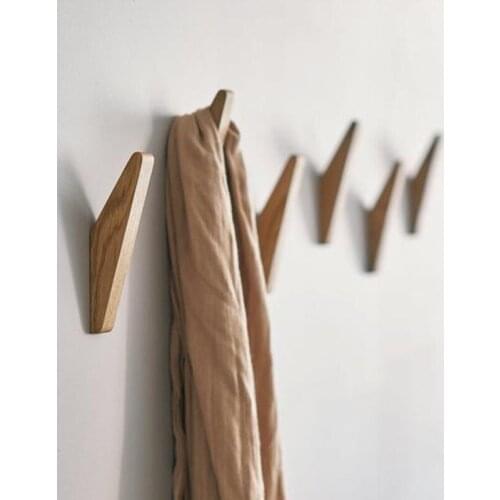 Creative Natural Wood Clothes Hanger Wall Mounted Coat Hook Home Decor Key Holder Hat Scarf Handbag Storage Hanger Bathroom Rack