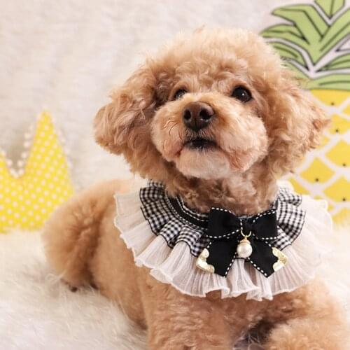 Lace Pearl Riboon Dog Pinny Gauze Rhinestone Jewelry Cat Bows Handmade Pet Necklace Puppies Scarf Kitten Accessories Schnauzer
