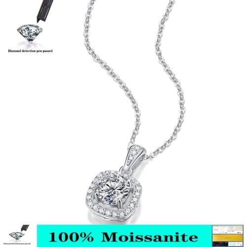 100% 925 Sterling Silver Four Leaf Clover Created Moissanite Wedding Engagement Women Pendant Necklace Fine Jewelry