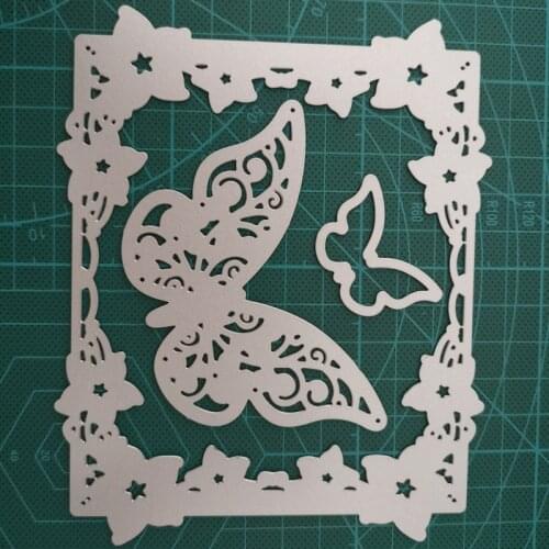 Butterfly Metal Cutting Dies Rectangular Flower Frame Diy Scrapbooking Photo Album Decorative Embossing Paper Card Crafts Die