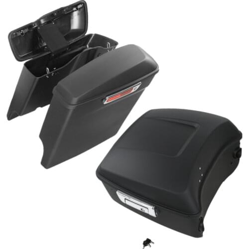 Motorcycle Matte Black King Pack Trunk 5" Extended Hard Saddlebags Fit For Harley Tour Pak Touring 14-21