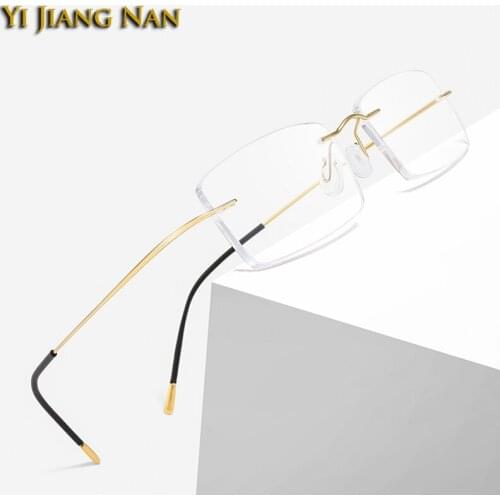 Mujer Gafas Rectangle Rimless Ultra Light Weight 2 g Women Optical Eyewear Prescription Glasses Frame Men Eyeglasses Spectacle