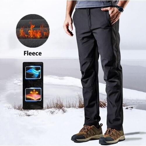 Men Outdoor Winter Polar Fleece Pants Thick Thermal Waterproof Windproof Breathable Scratchproof Trousers Climbing Skiing Pants