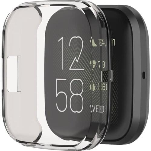 Rondaful Soft Tpu Case For Fitbit Versa 2 Versa Lite Band Waterproof Watch Shell Cover Screen Protector For Fitbit Versa