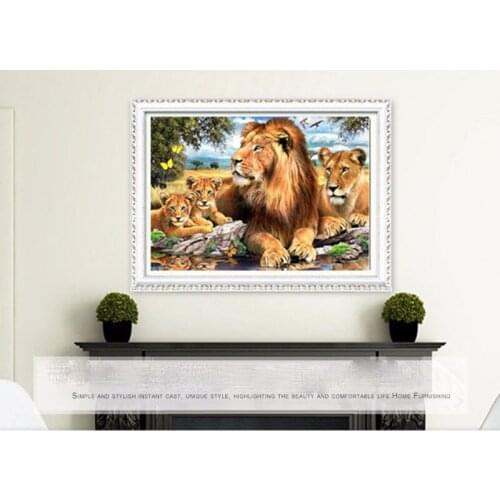 DIY 5D Diamond Mosaic Lion tiger Handmade Diamond Painting Cross Stitch Kits Diamond Embroidery Patterns Rhinestones Arts