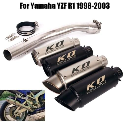 For Yamaha R1 1998-2003 Exhaust Pipe Muffler End Tip Escape Mid Link Pipe Motorcycle Connect Section Slip On Modified