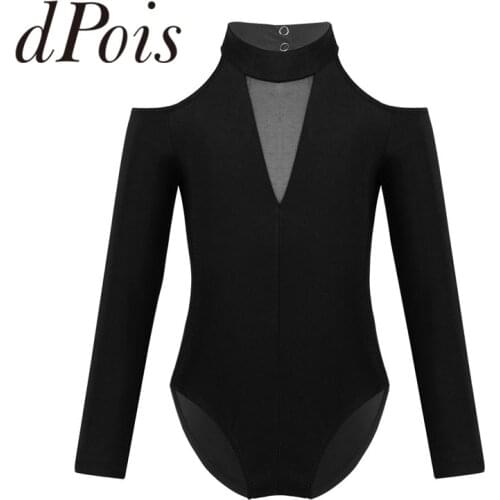 New Kids Long Sleeves Ballet Leotards Girls Mock Neck Gymnastics Leotard Athletic Jumpsuit Dance Dress Toddler Gym Bodysuit