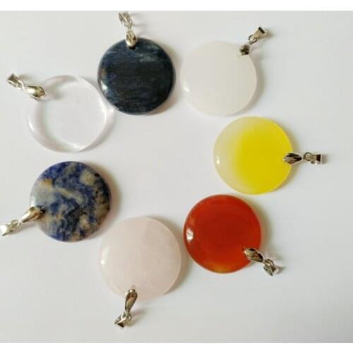Wholesale 5pcs Mixed Color Natural Gem Stone Healing Chakra Bead Pendant,Apporx 25mm