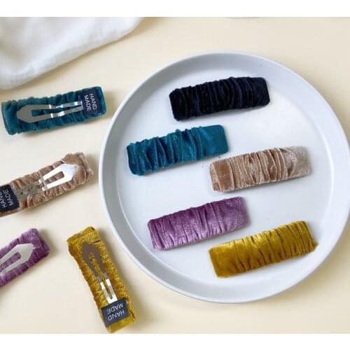 Autumn and winter high quality wild simple temperament net red light luxury flannel hairpin girl Liu Haihai clip headdress